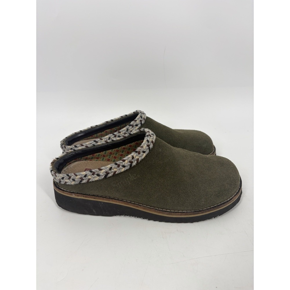 Simple Original Leather Clogs Womens 8 Green Suede Mule Slip On Cottagecore Boho